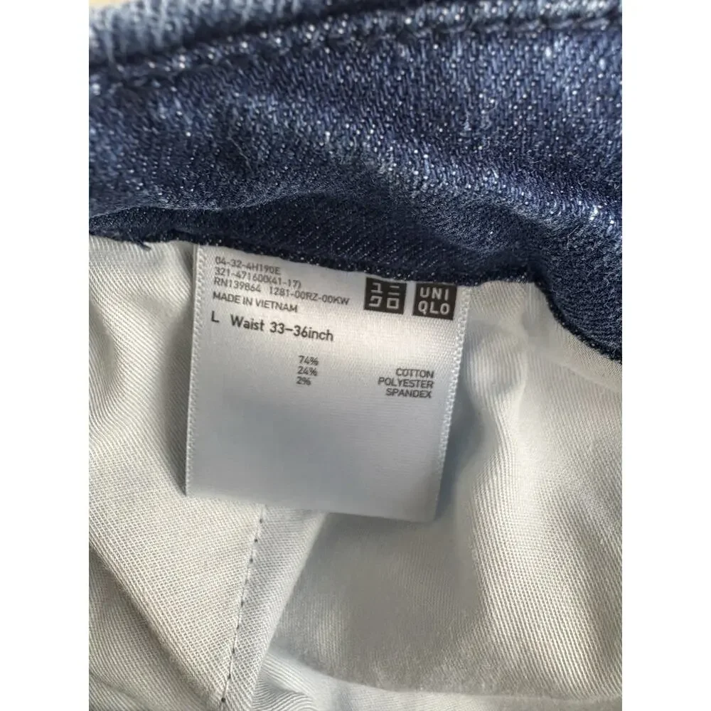 Uniqlo Wide Fit Denim Cargo Pants Mens Size L Drawstring‎ Stretch Streetwear - Picture 12 of 14